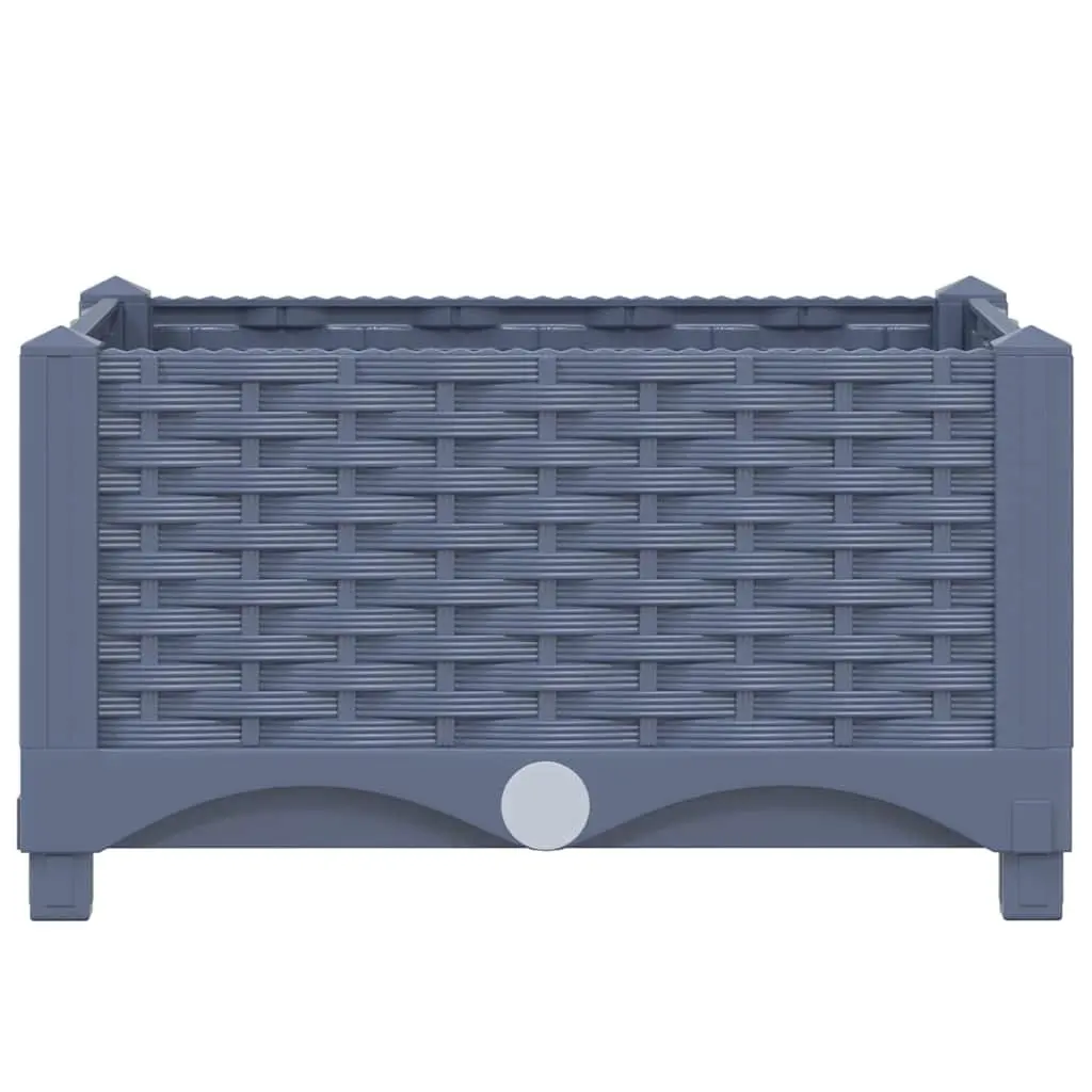 Polypropylene Raised Planter Outdoor 40x40x23cm Grey for Garden Balcony Patio