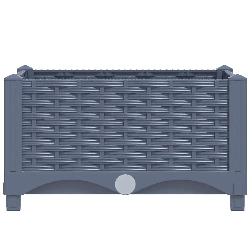 Polypropylene Raised Planter Outdoor 40x40x23cm Grey for Garden Balcony Patio