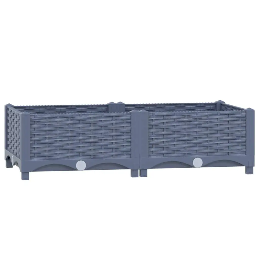 Planter Raised Bed Grey Polypropylene Deep Container 80x40x23cm Outdoor Gardening