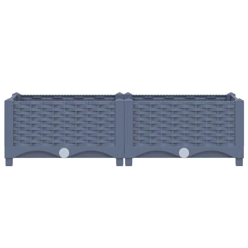 Planter Raised Bed Grey Polypropylene Deep Container 80x40x23cm Outdoor Gardening