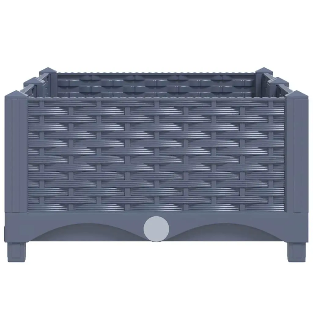 Planter Raised Bed Grey Polypropylene Deep Container 80x40x23cm Outdoor Gardening