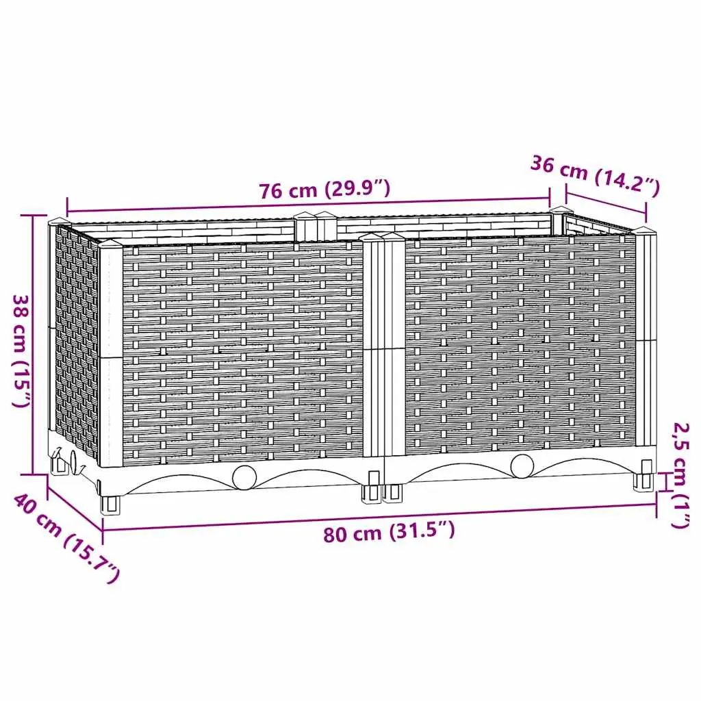 Garden Bed Planter Outdoor 80x40x38 cm Grey Polypropylene Durable for Planting