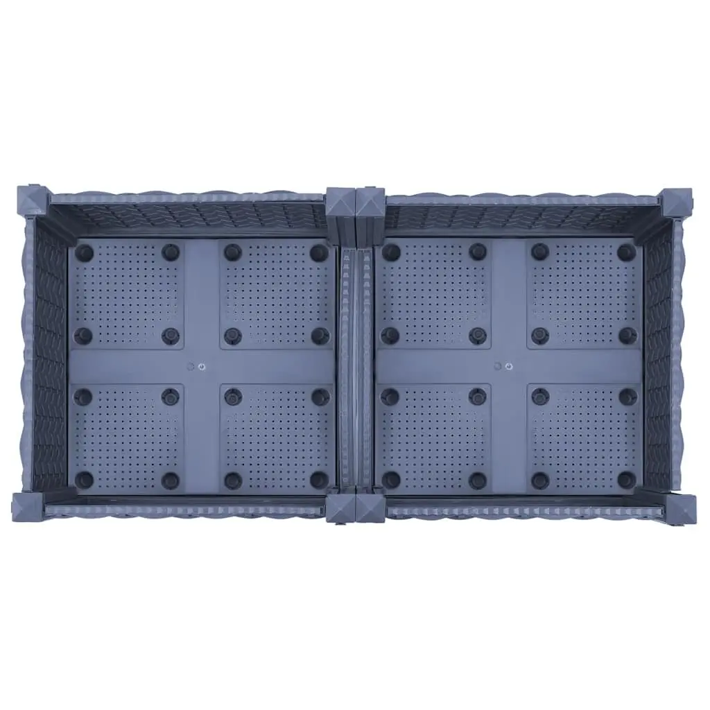Outdoor Raised Planter Grey Polypropylene 80L x 40W x 71H cm with 2 Shelves for Gardening Balcony Patio