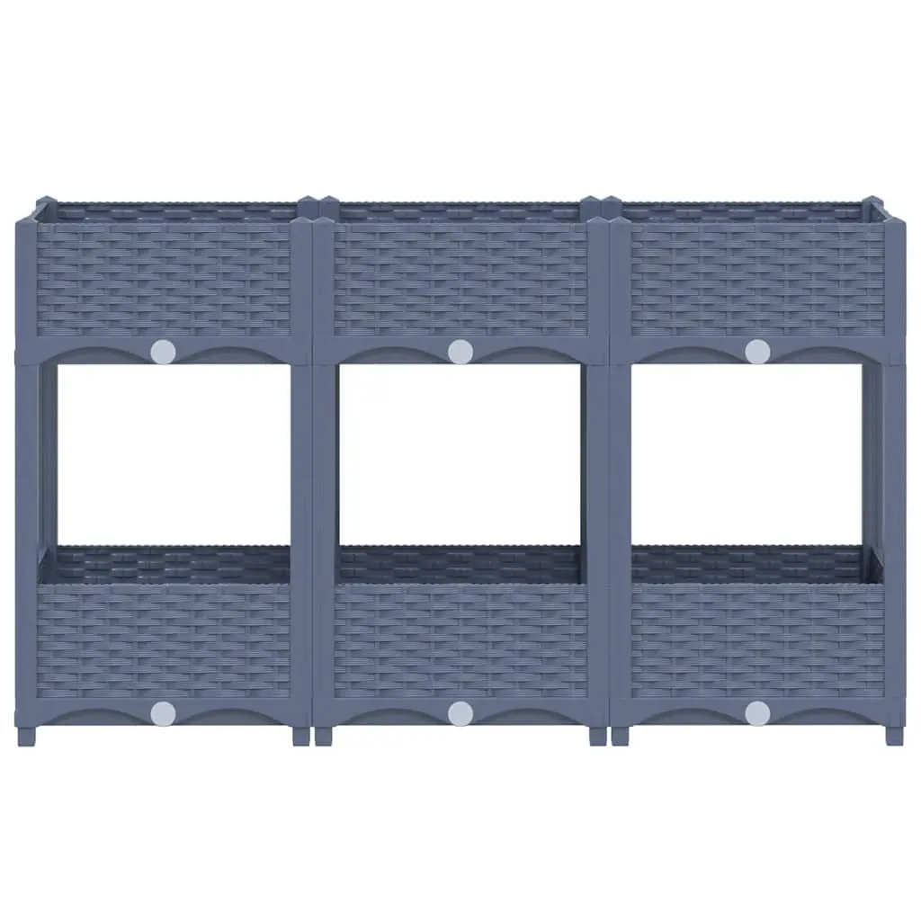 Raised Garden Bed Planter Polypropylene 120x40x71cm Grey Two Shelf