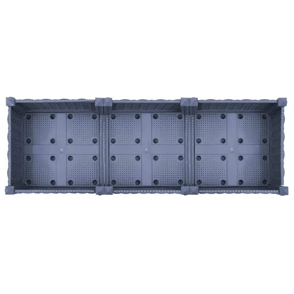 Raised Garden Bed Planter Polypropylene 120x40x71cm Grey Two Shelf