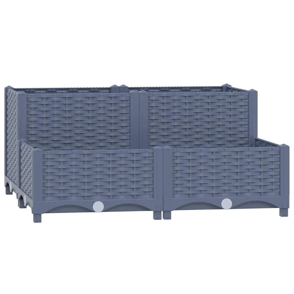 Outdoor Grey Raised Planter Polypropylene 80x80x38cm for Flowers Herbs and Vegetables