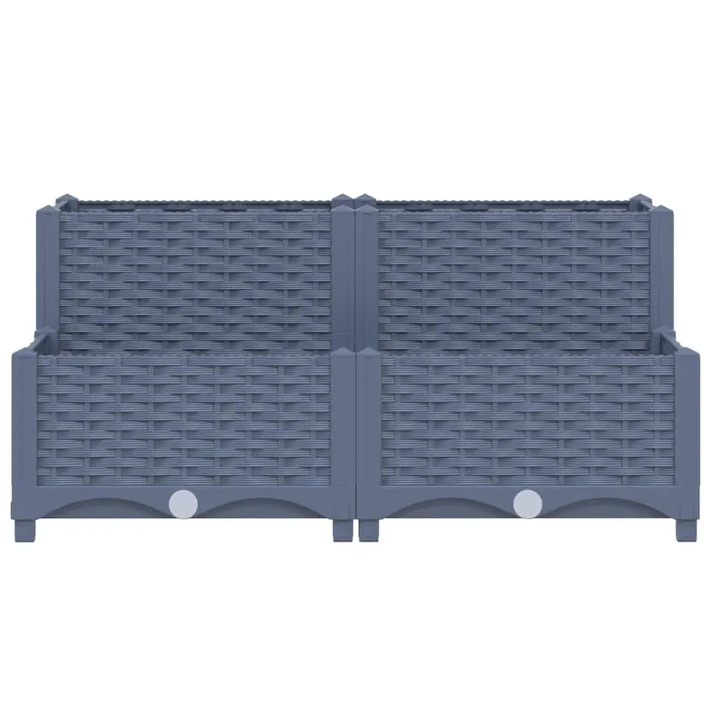 Outdoor Grey Raised Planter Polypropylene 80x80x38cm for Flowers Herbs and Vegetables