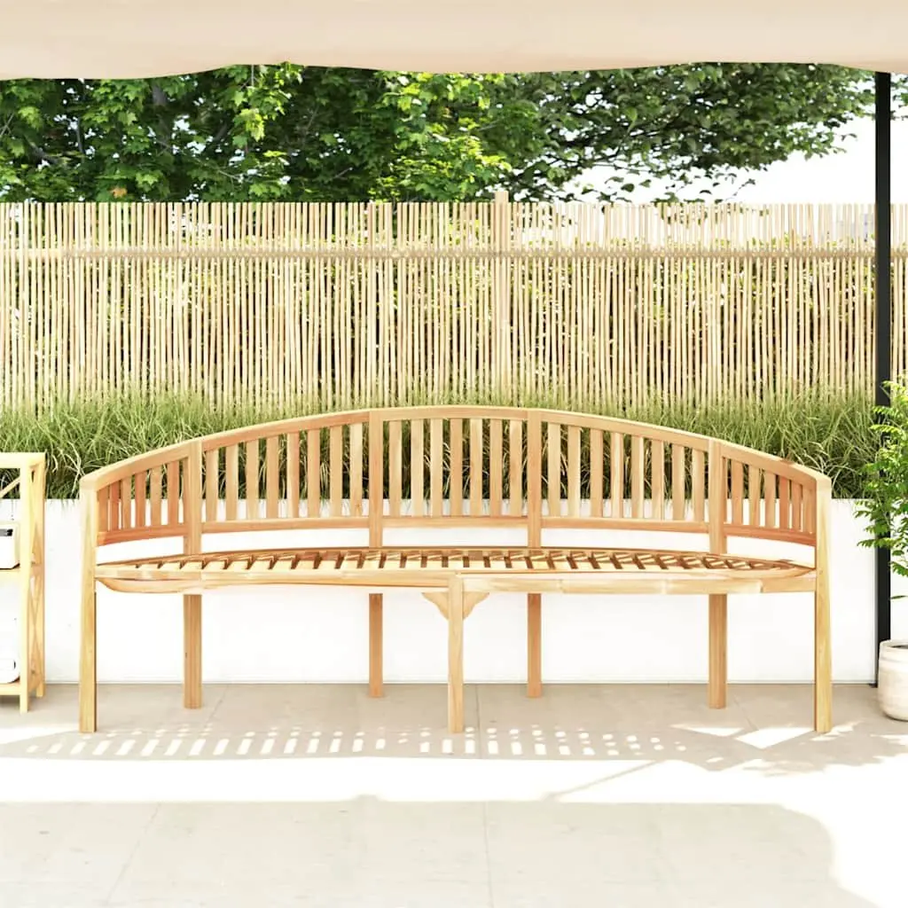 Banana Bench Teak Wood 200cm Curved Outdoor Garden Seating Brown