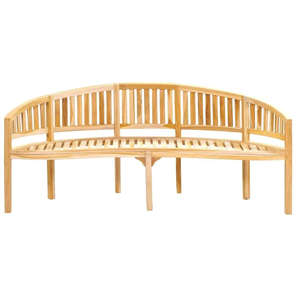 Banana Bench Teak Wood 200cm Curved Outdoor Garden Seating Brown