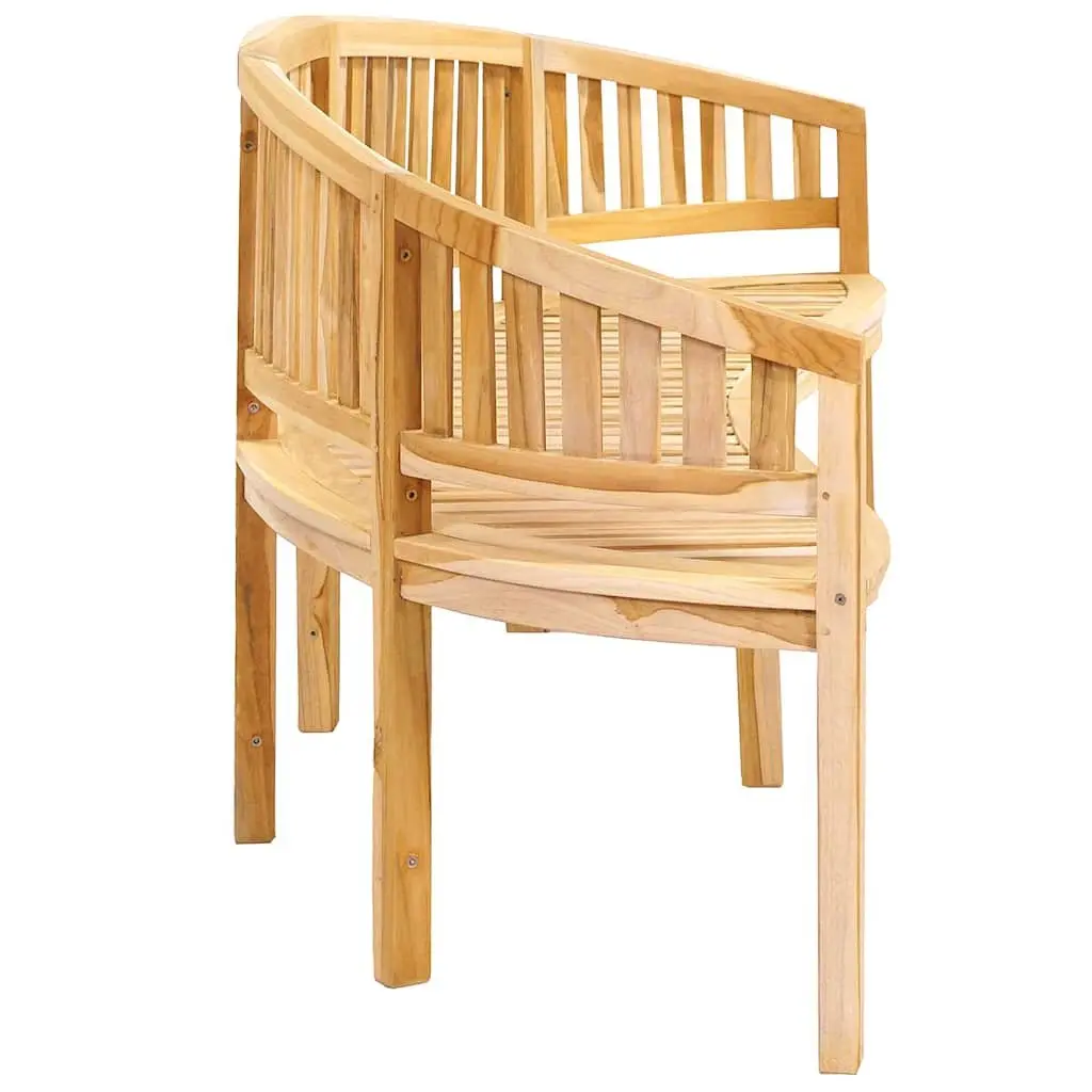 Banana Bench Teak Wood 200cm Curved Outdoor Garden Seating Brown