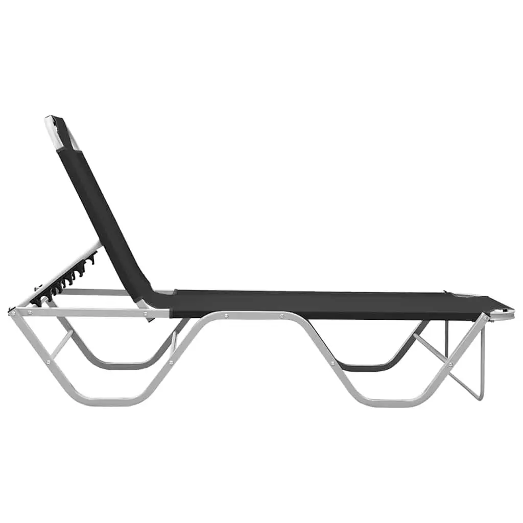 Sun Lounger Adjustable Reclining Chair Aluminium Frame Textilene Fabric Black