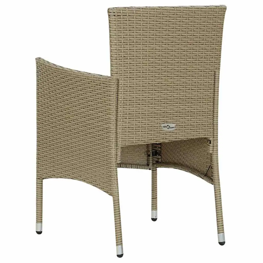 Outdoor Dining Chairs Hand-Woven PE Rattan Steel Frame Beige 4 Piece Set