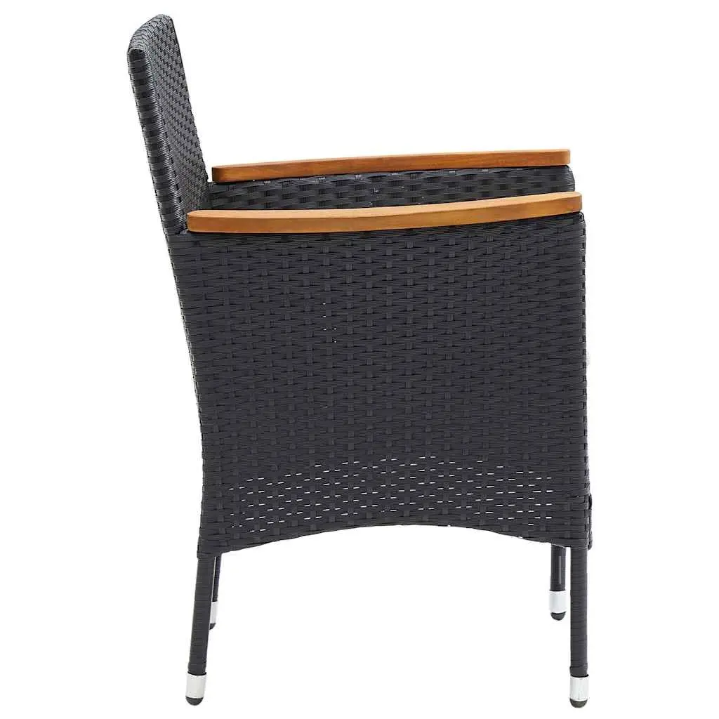 Outdoor Dining Chairs Steel Frame PE Rattan Black 4 Piece Set