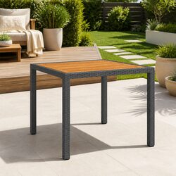 Practical Black Garden Table for Patios 90x90x75cm