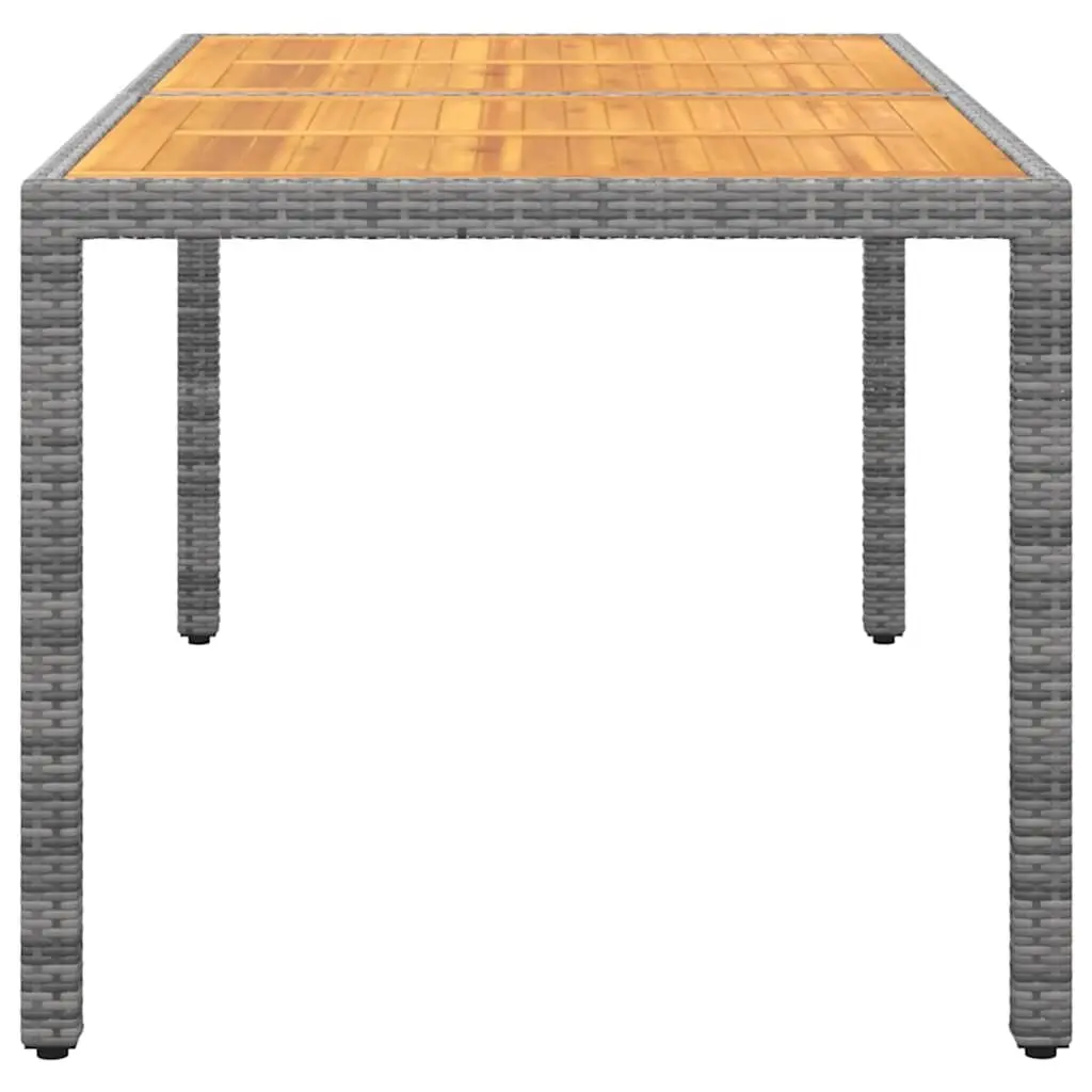 Garden Table Acacia Wood Powder-Coated Steel Poly Rattan 150x90x75cm Grey
