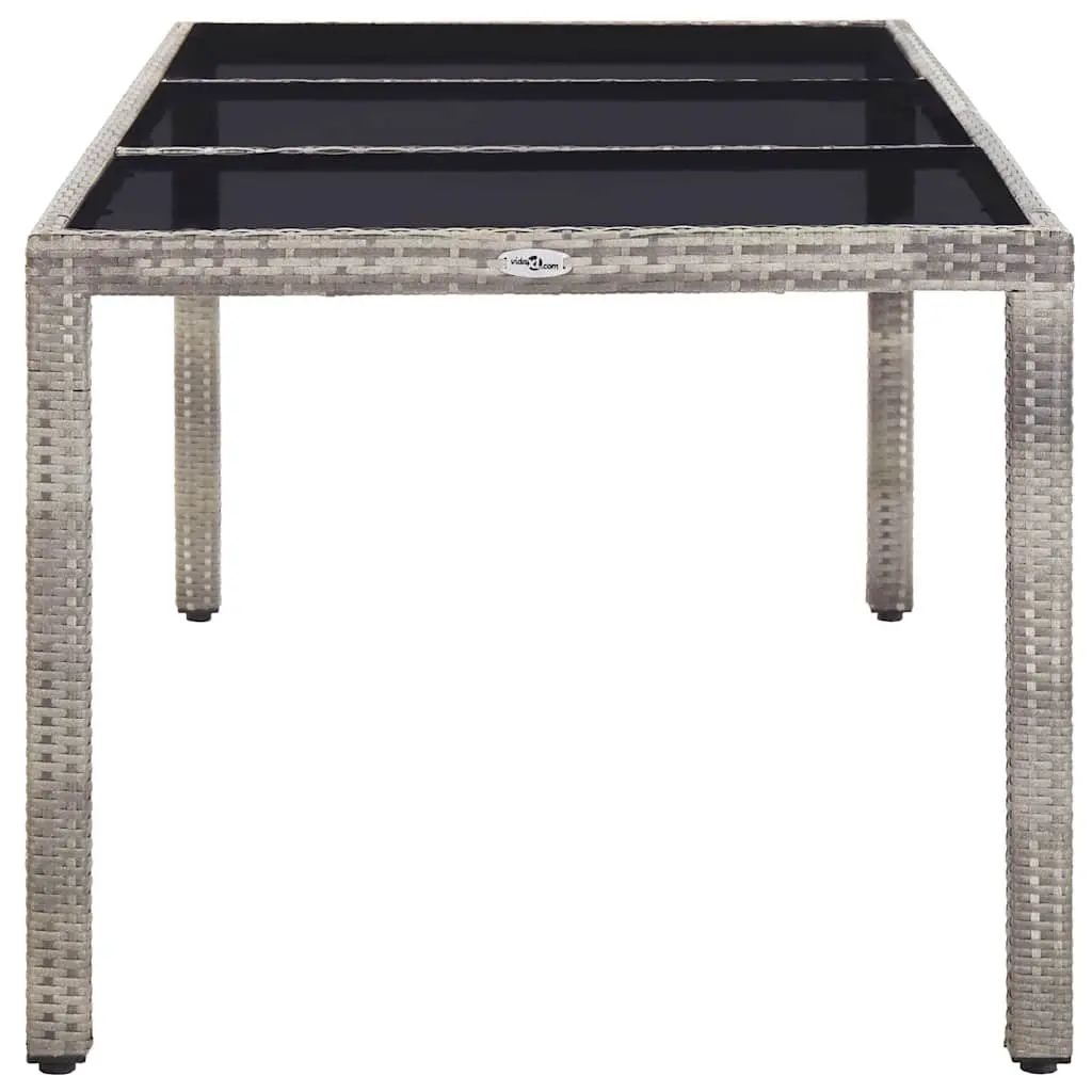 Garden Dining Table Grey Outdoor Patio Furniture Poly Rattan Steel Frame