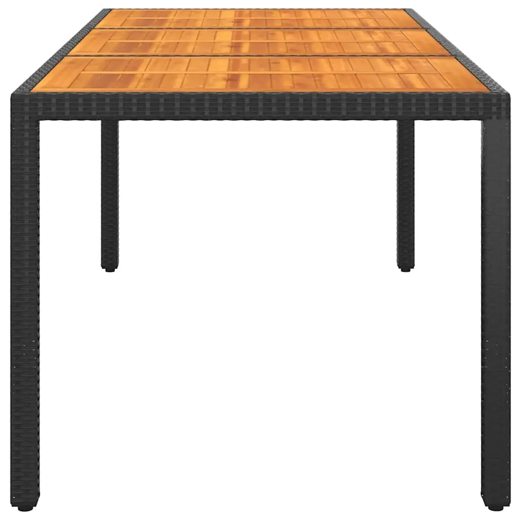 Garden Dining Table 190x90cm Acacia Wood Steel Frame Poly Rattan Patio Outdoor