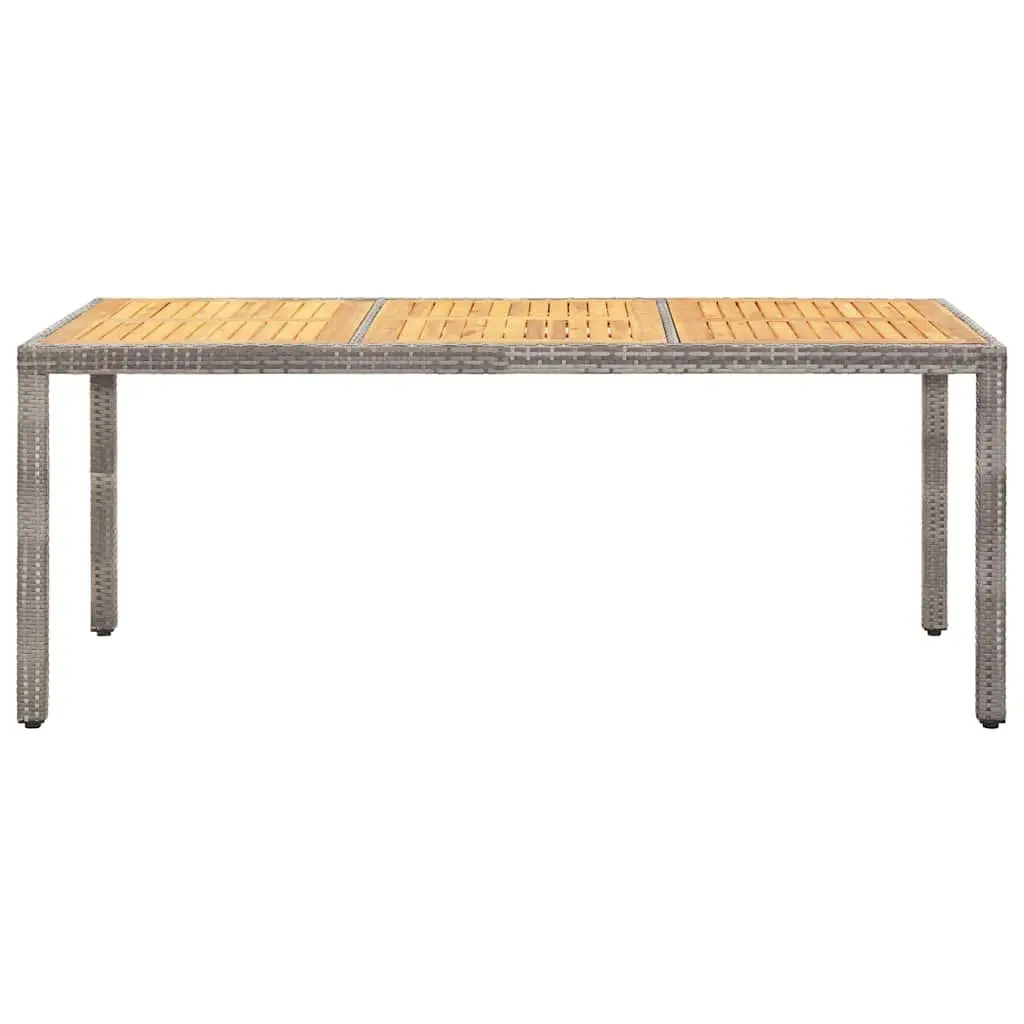 Outdoor Dining Table Grey Acacia Wood 190x90x75cm Rattan Covered Steel Frame
