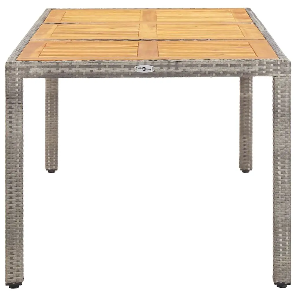 Outdoor Dining Table Grey Acacia Wood 190x90x75cm Rattan Covered Steel Frame
