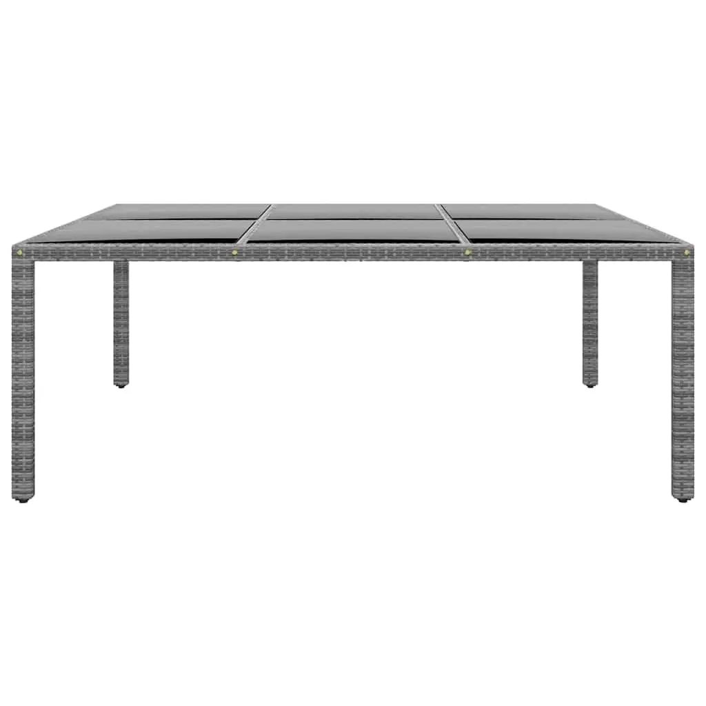Garden Table 200x150cm Outdoor Patio Dining Furniture Tempered Glass Grey Rattan