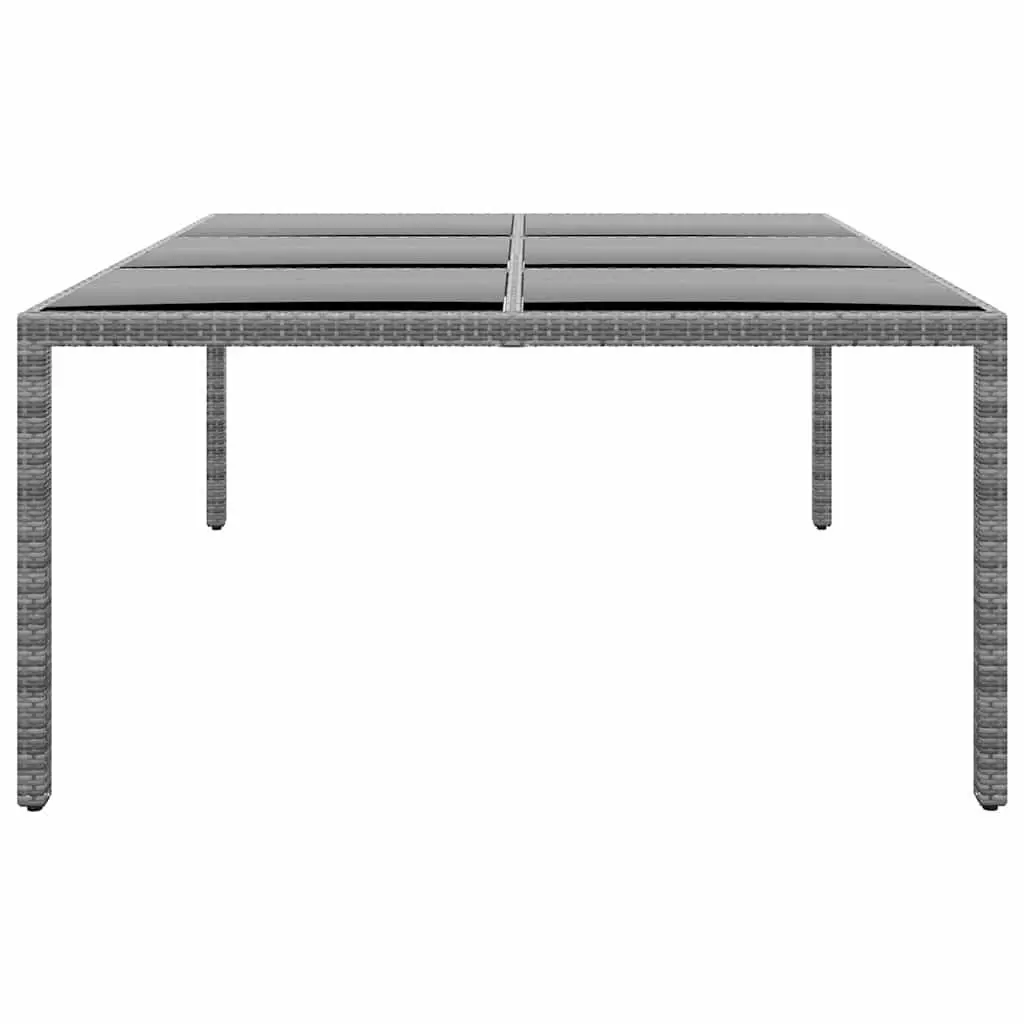Garden Table 200x150cm Outdoor Patio Dining Furniture Tempered Glass Grey Rattan