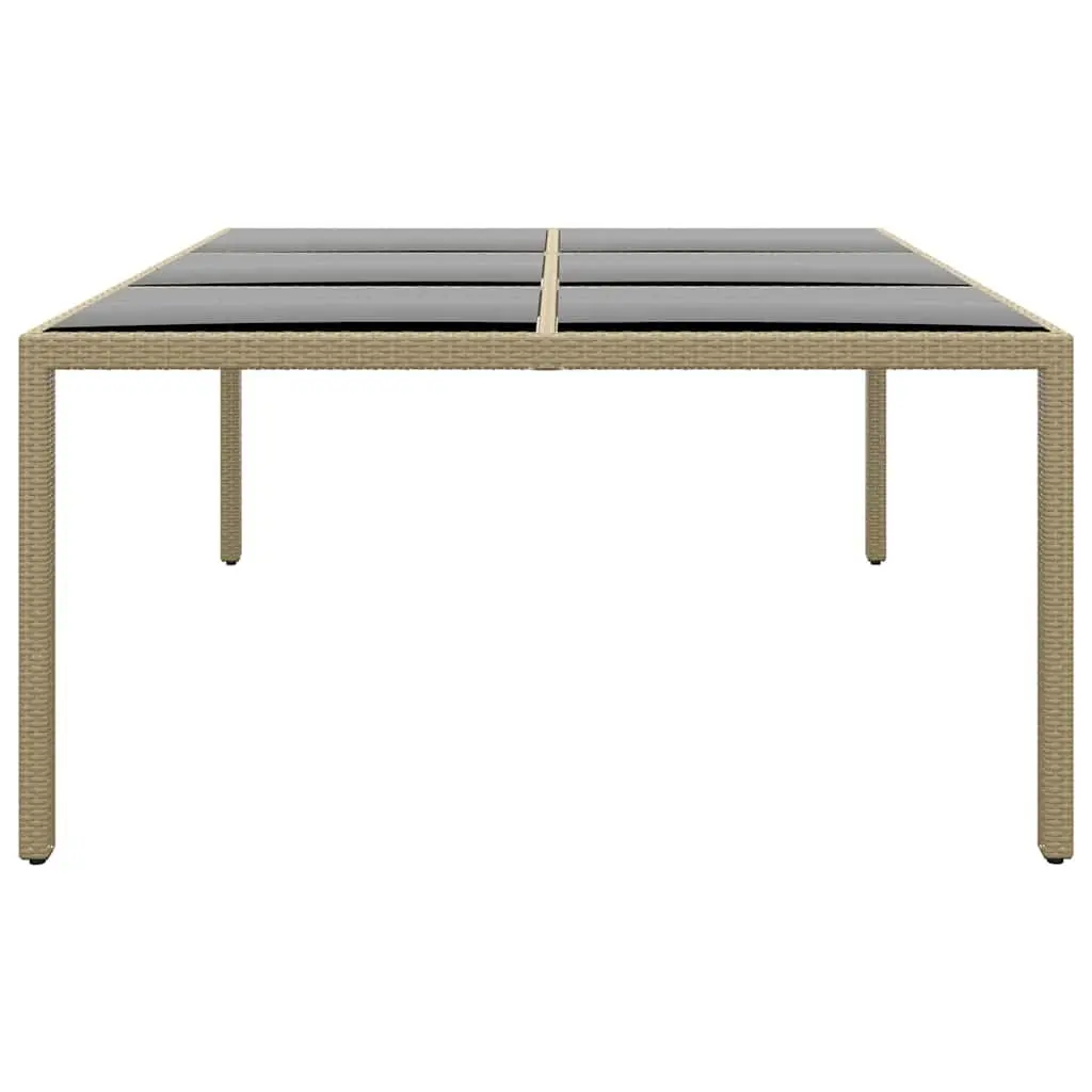 Outdoor Garden Table 200x150cm Tempered Glass Top Poly Rattan Frame Patio