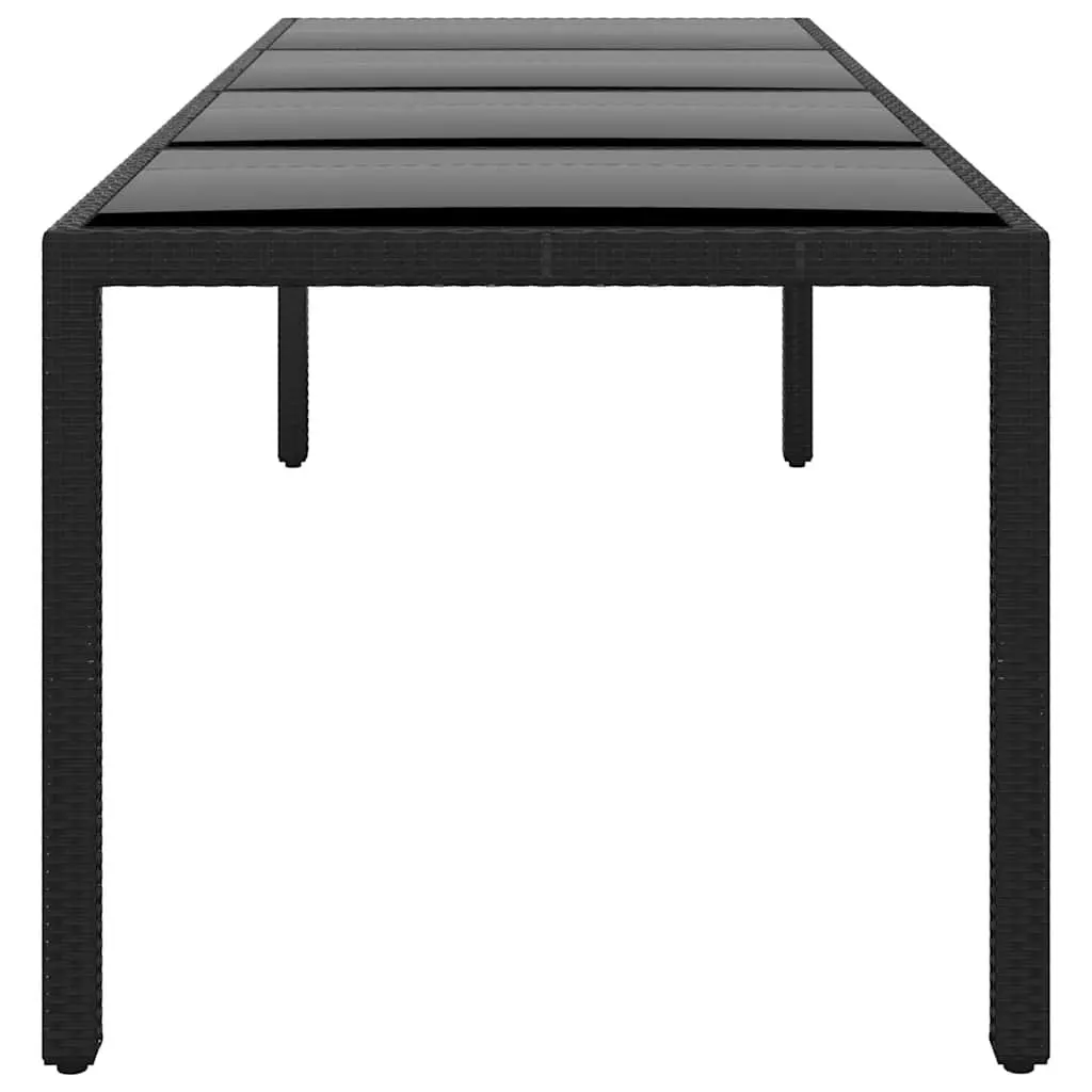 Garden Table Outdoor Patio Dining Tempered Glass Poly Rattan Black 250x100cm