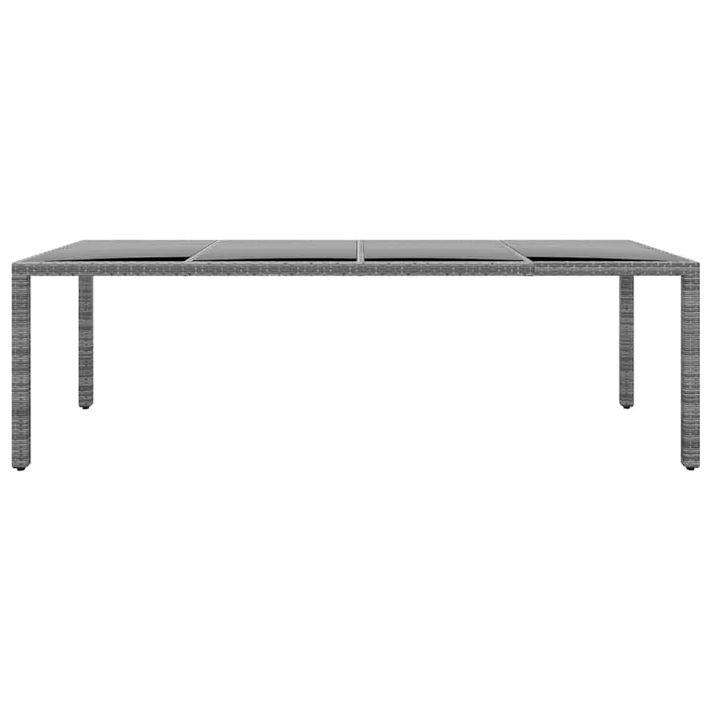 Garden Table 250x100cm Outdoor Patio Dining Poly Rattan Glass Top Grey