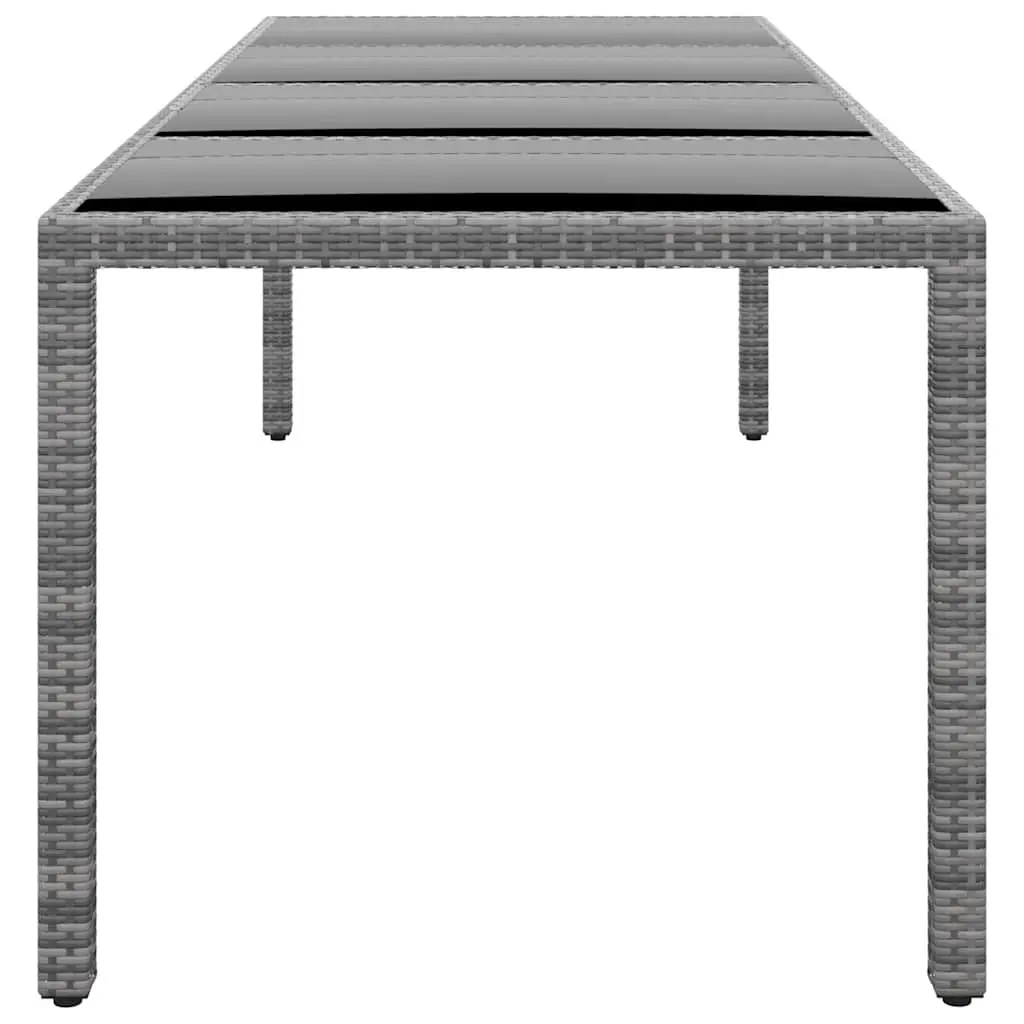 Garden Table 250x100cm Outdoor Patio Dining Poly Rattan Glass Top Grey