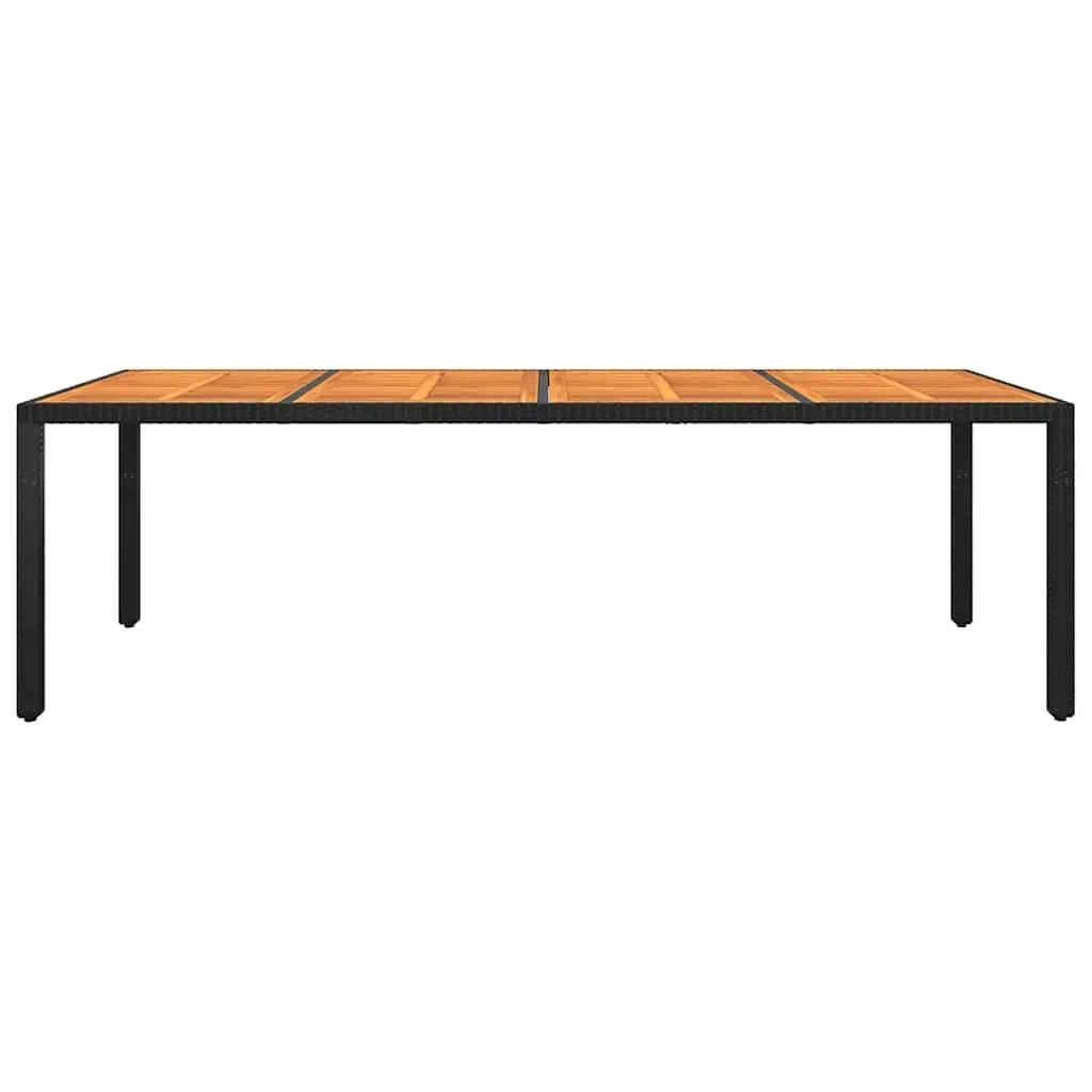 Garden Table 250x100x75cm Acacia Wood Poly Rattan Outdoor Patio Furniture Black
