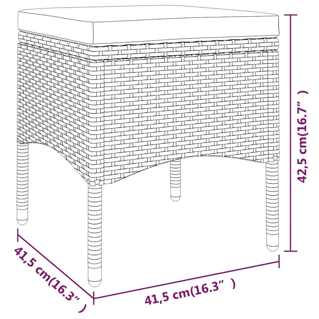 4 Piece Outdoor Garden Chair and Stool Set Powder Coated Steel Frame PE Rattan Grey