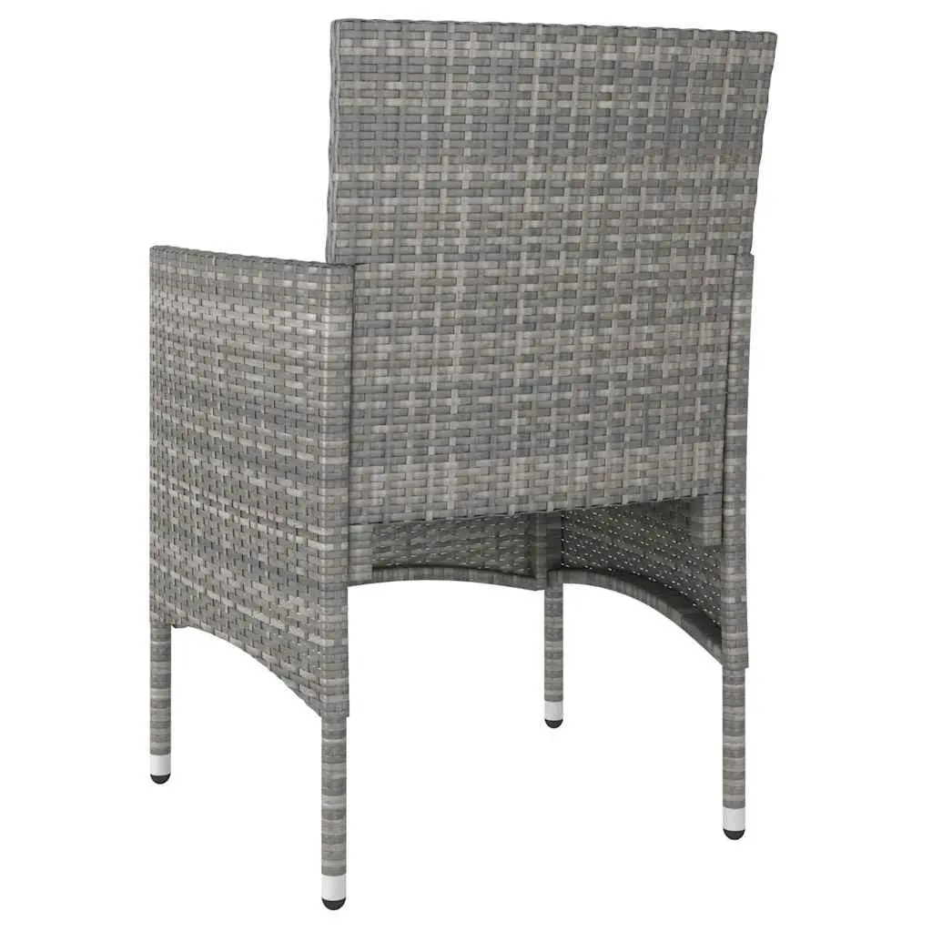 4 Piece Outdoor Garden Chair and Stool Set Powder Coated Steel Frame PE Rattan Grey