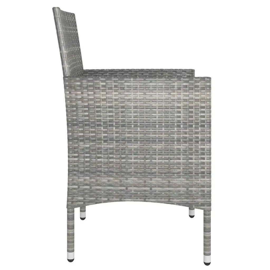4 Piece Outdoor Garden Chair and Stool Set Powder Coated Steel Frame PE Rattan Grey