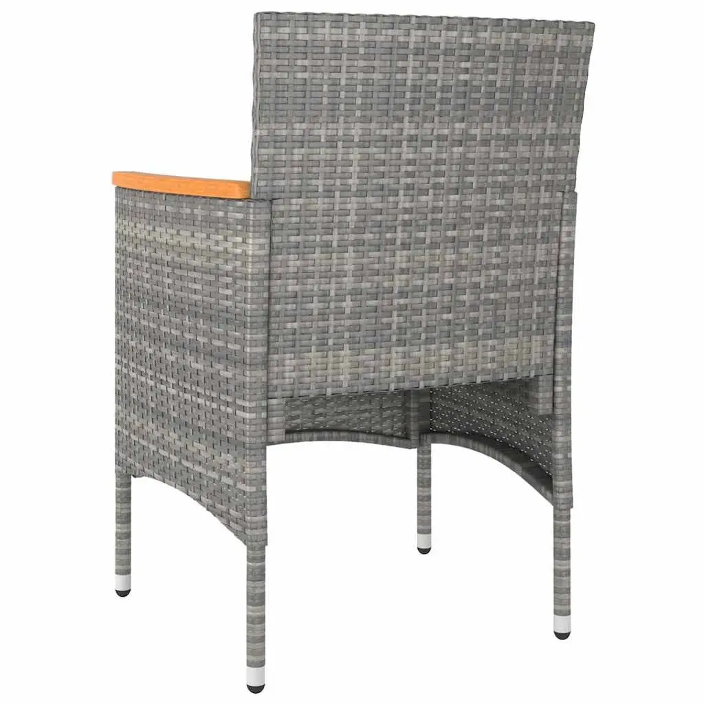 4 Piece Outdoor Patio Furniture Set Grey Rattan Chair and Stool with Cushions