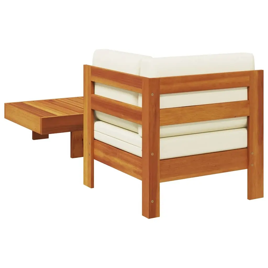 2 Piece Outdoor Garden Lounge Set Acacia Wood Sofa Table Cream Cushions