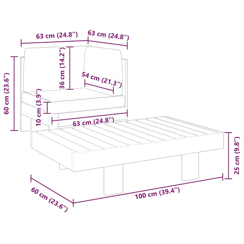 2 Piece Outdoor Garden Lounge Set Acacia Wood Sofa Table Cream Cushions
