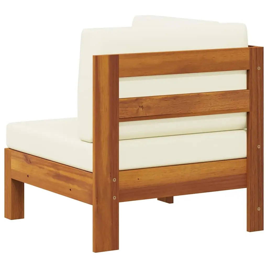 Outdoor Sectional Sofa Solid Acacia Wood Thick Cream Cushions Garden Corner