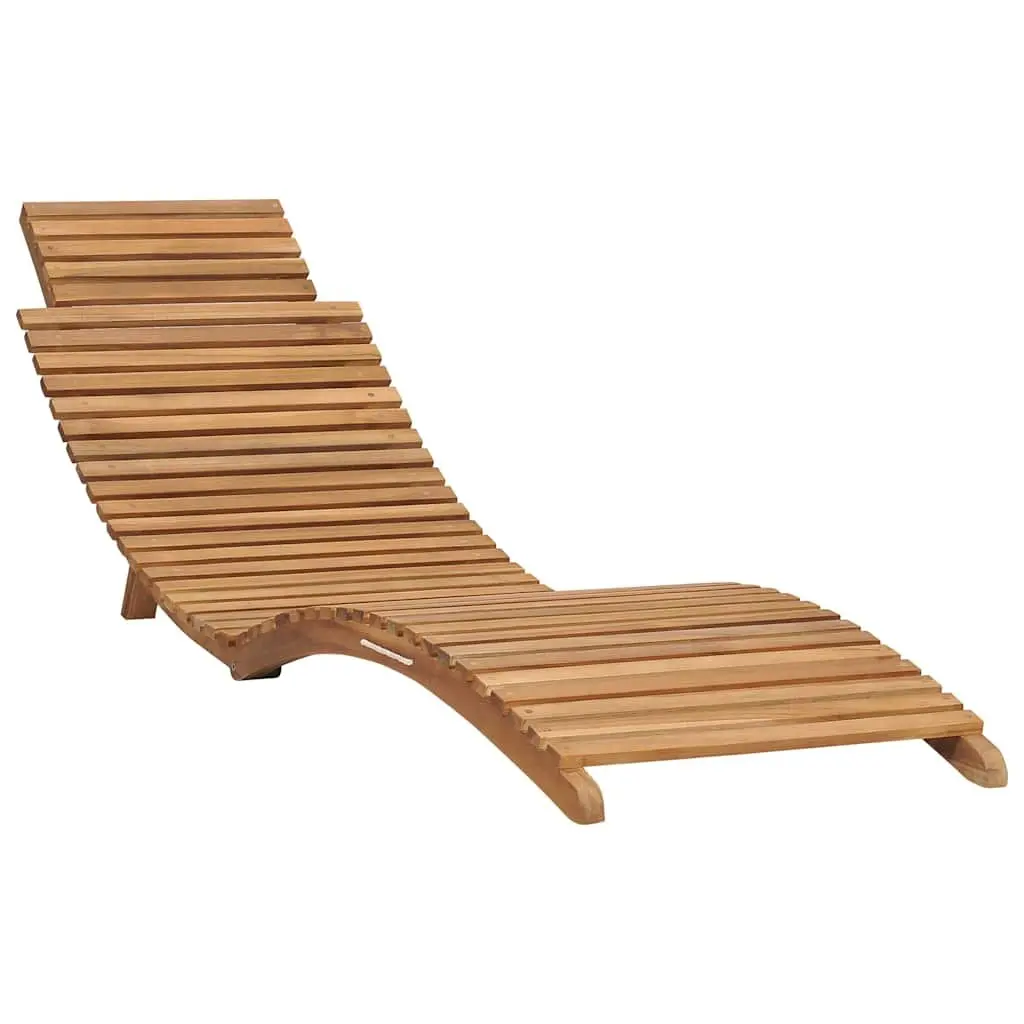 Folding Sun Lounger with Table Wooden Garden Patio Outdoor Recliner Chair
