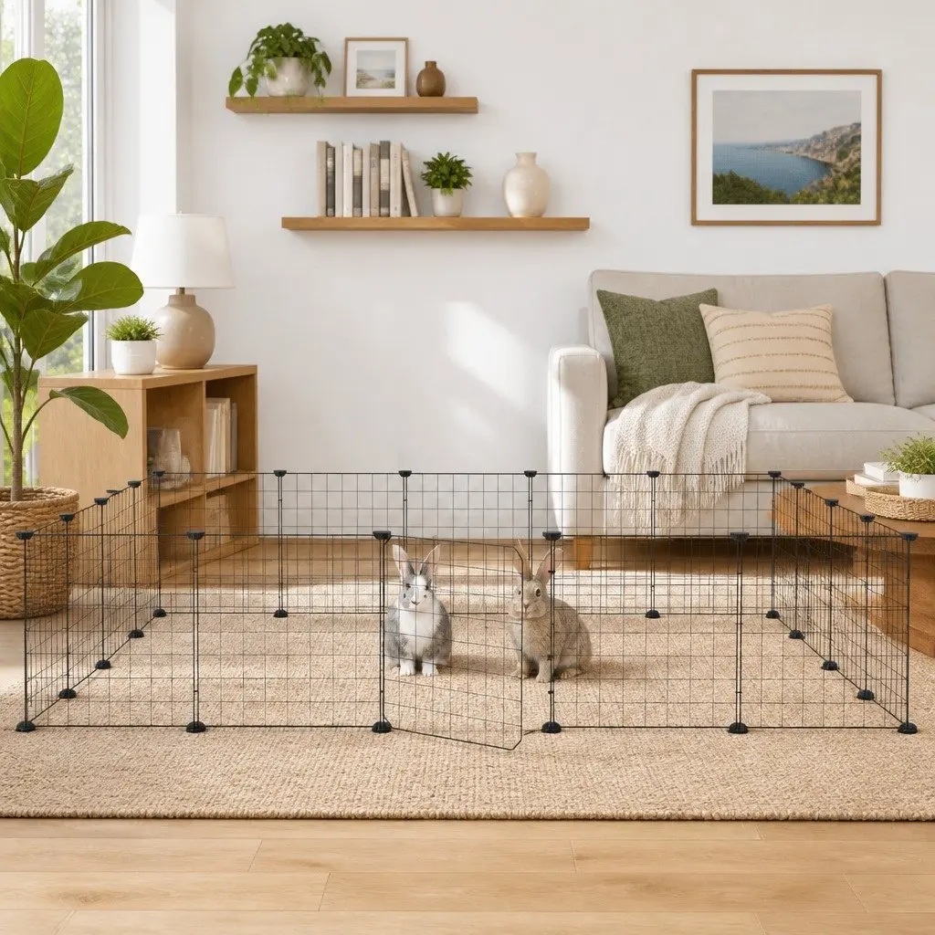 20 Panel Pet Cage Powder Coated Steel 35x35 cm Black Small Animal Enclosure Playpen