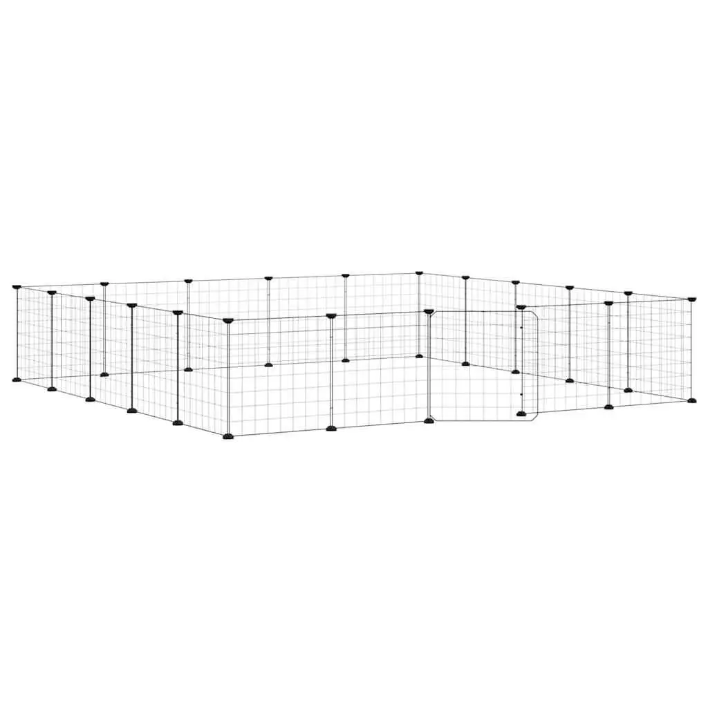 20 Panel Pet Cage Powder Coated Steel 35x35 cm Black Small Animal Enclosure Playpen