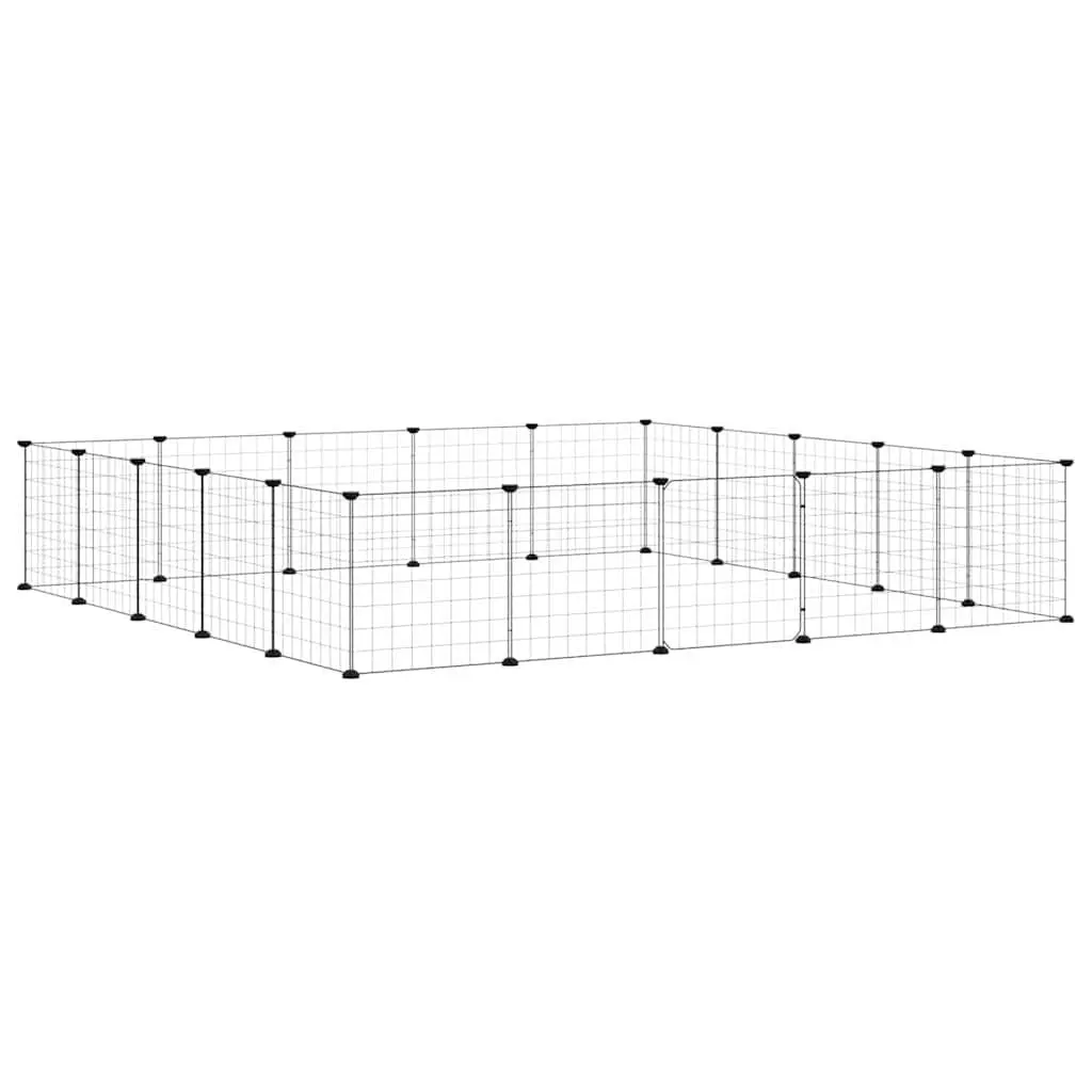 20 Panel Pet Cage Powder Coated Steel 35x35 cm Black Small Animal Enclosure Playpen