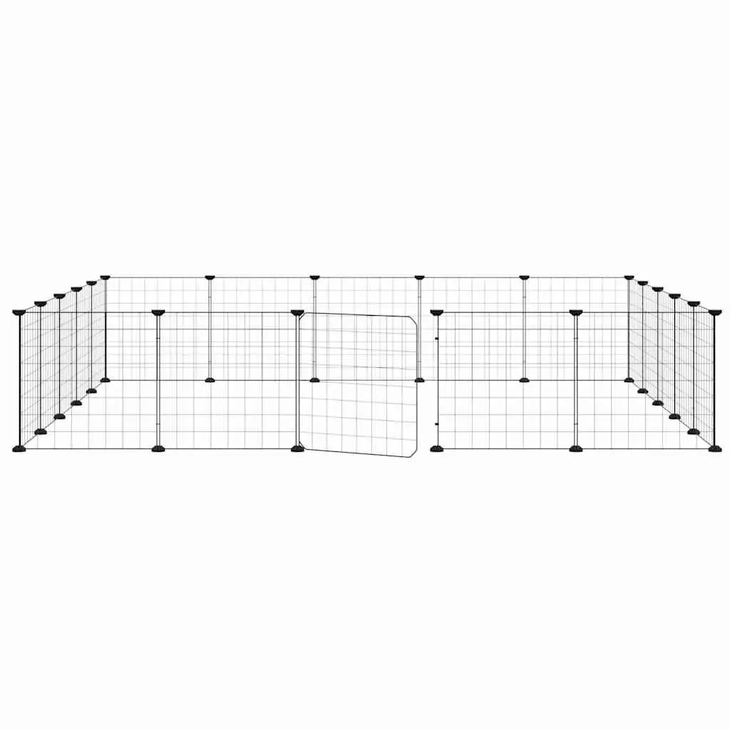 20 Panel Pet Cage Powder Coated Steel 35x35 cm Black Small Animal Enclosure Playpen