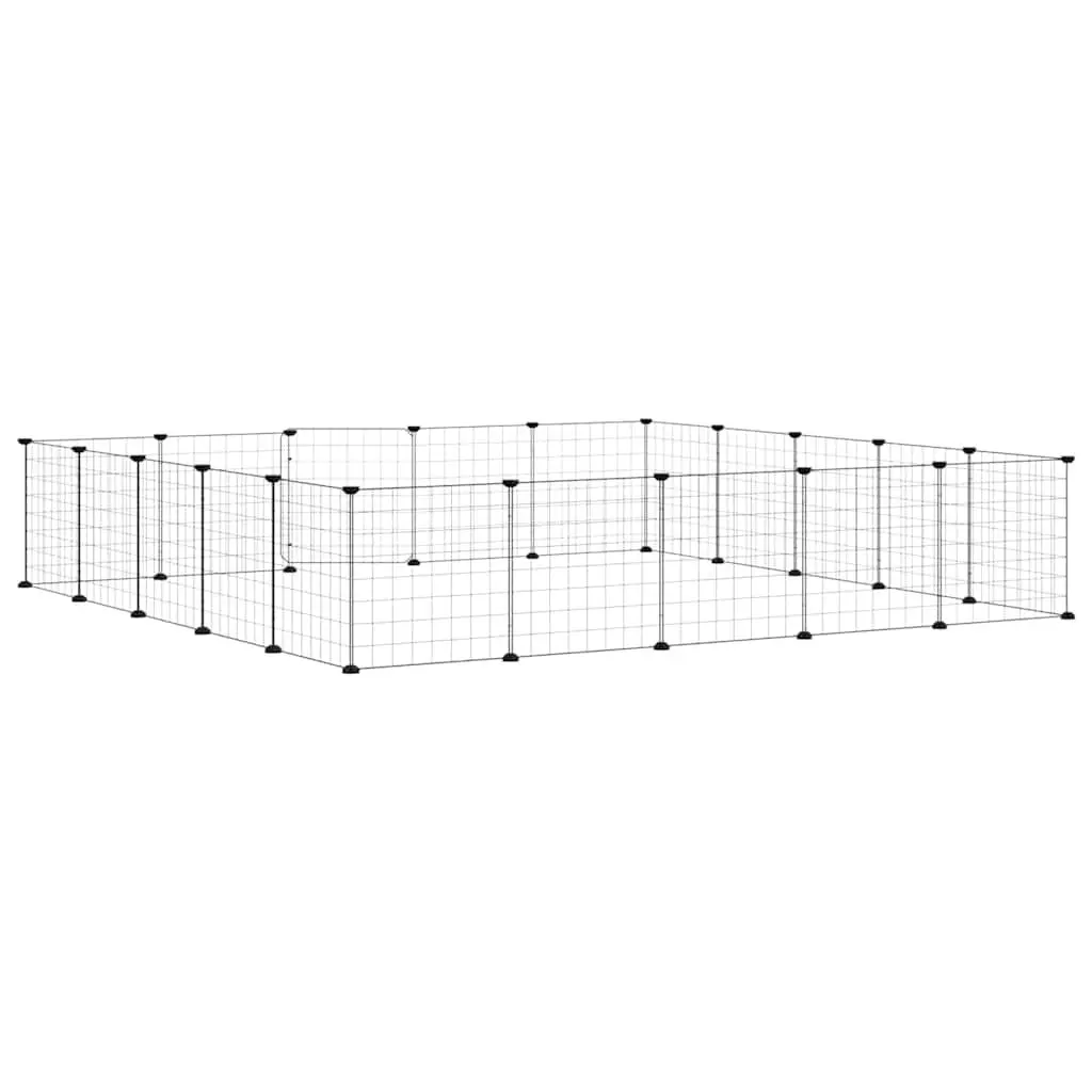 20 Panel Pet Cage Powder Coated Steel 35x35 cm Black Small Animal Enclosure Playpen