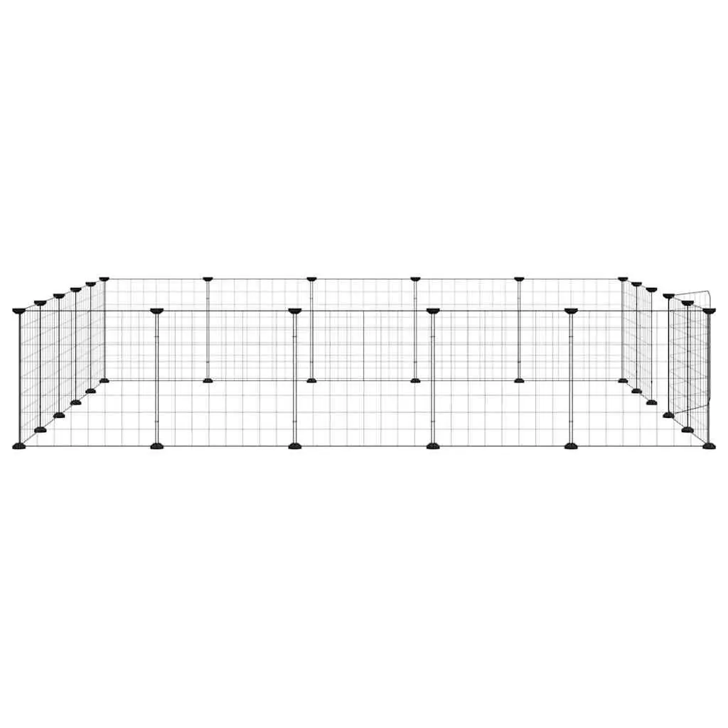 20 Panel Pet Cage Powder Coated Steel 35x35 cm Black Small Animal Enclosure Playpen