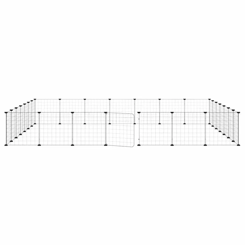 28 Panel Small Animal Pet Cage Enclosure Powder-coated Steel 35x35cm Black