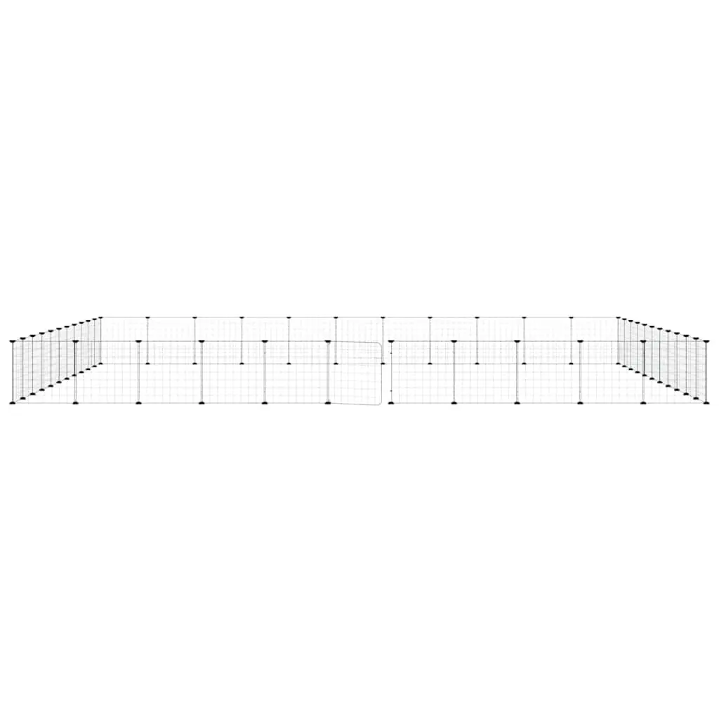 44 Panel Small Animal Habitat Cage Black Powder Coated Steel Modular Exercise Play Space with Door