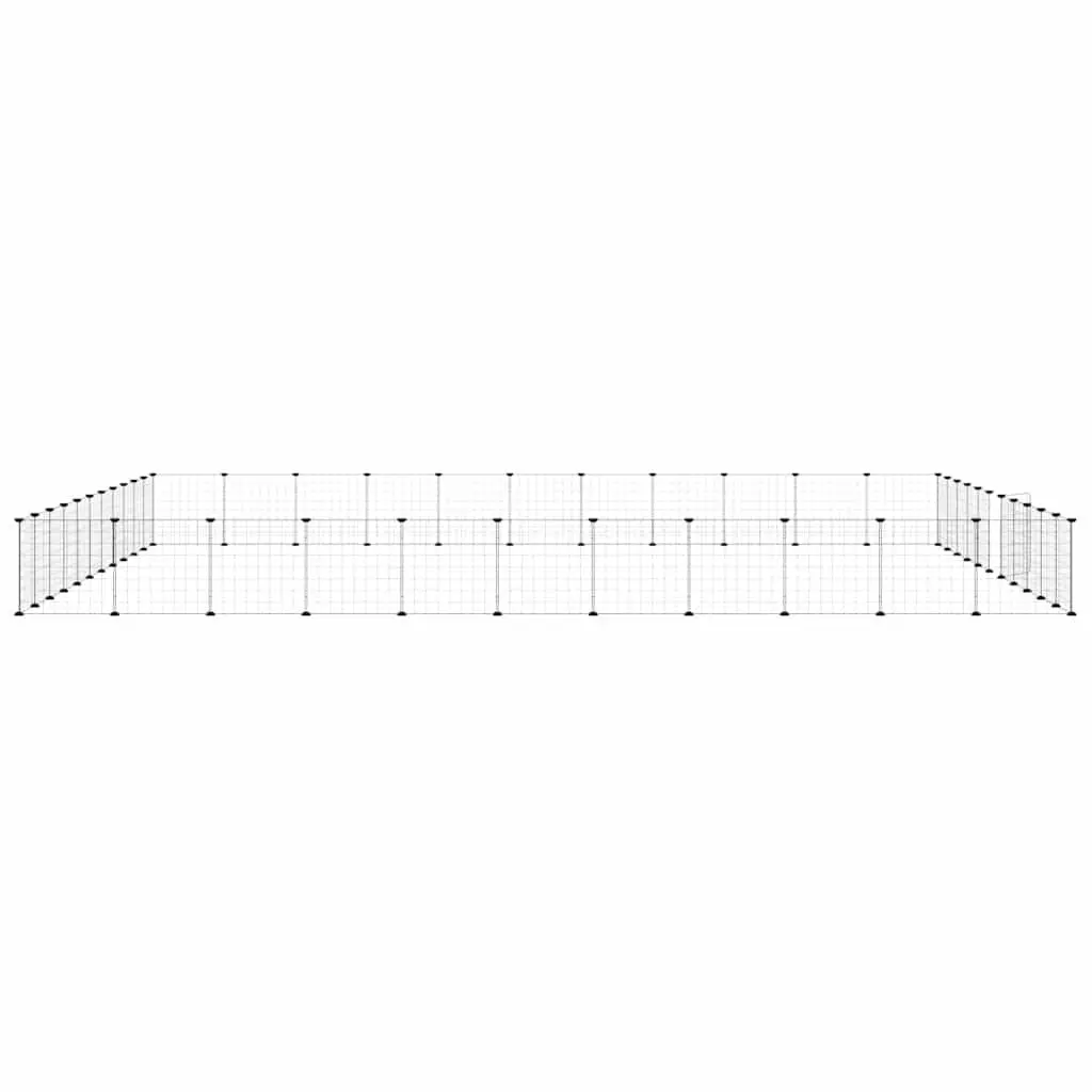 44 Panel Small Animal Habitat Cage Black Powder Coated Steel Modular Exercise Play Space with Door