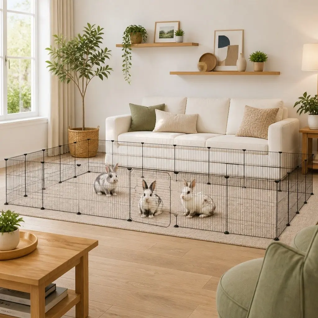28 Panel Pet Cage Powder Coated Steel 35x35 cm Black Small Animal Habitat Enclosure