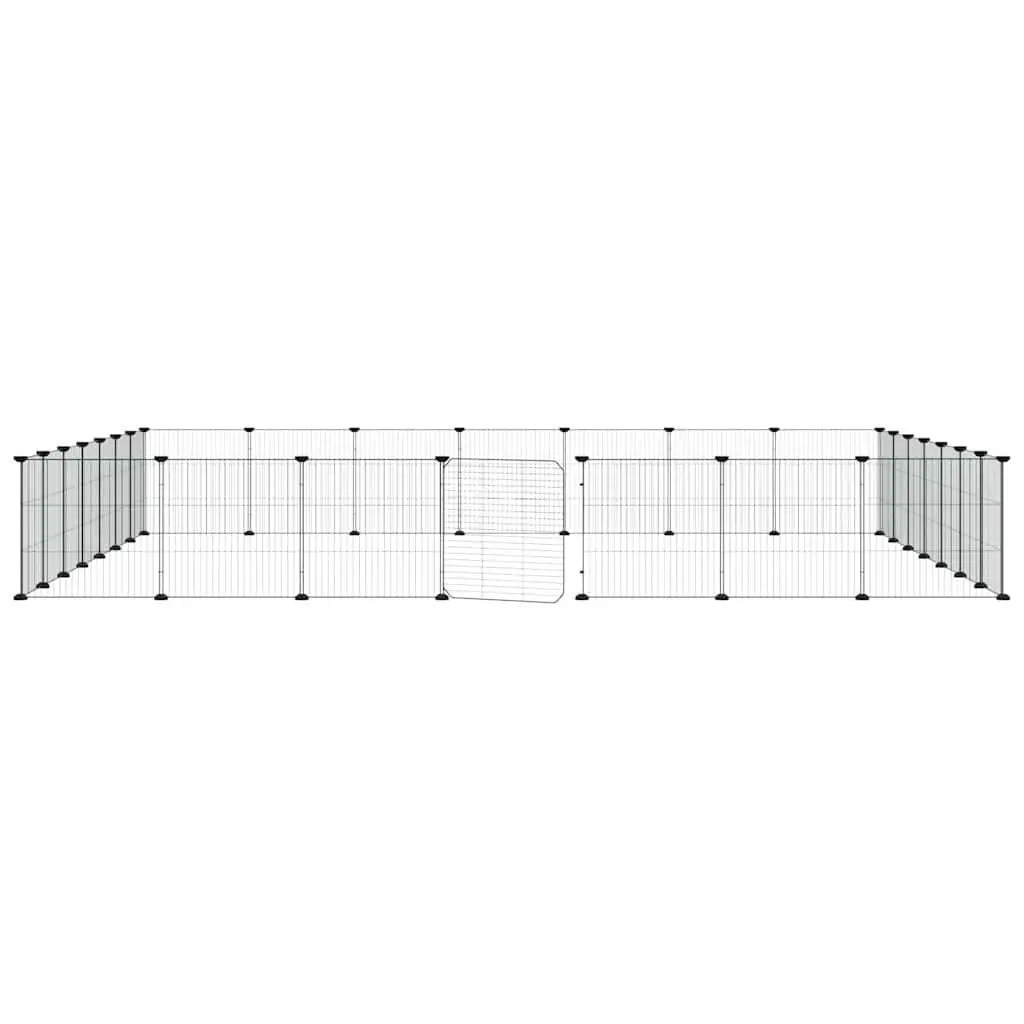 28 Panel Pet Cage Powder Coated Steel 35x35 cm Black Small Animal Habitat Enclosure
