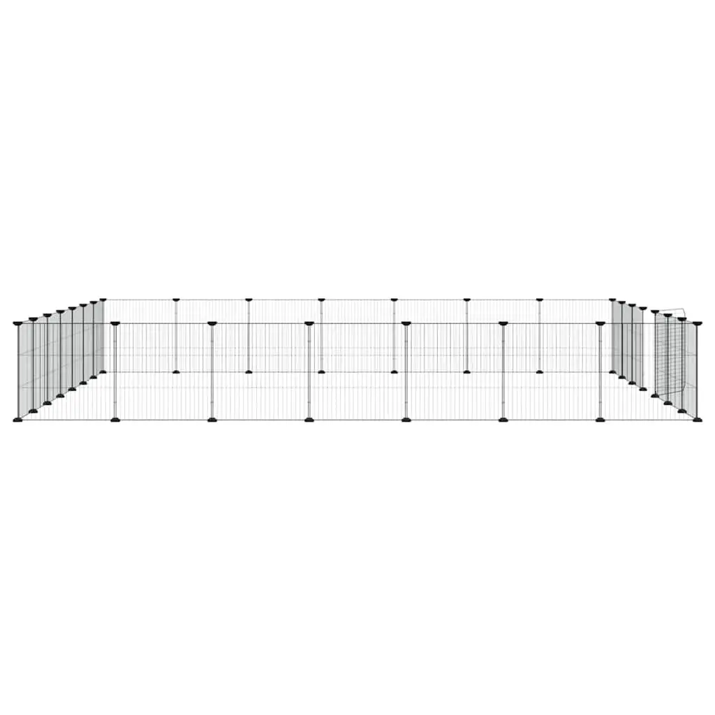 28 Panel Pet Cage Powder Coated Steel 35x35 cm Black Small Animal Habitat Enclosure